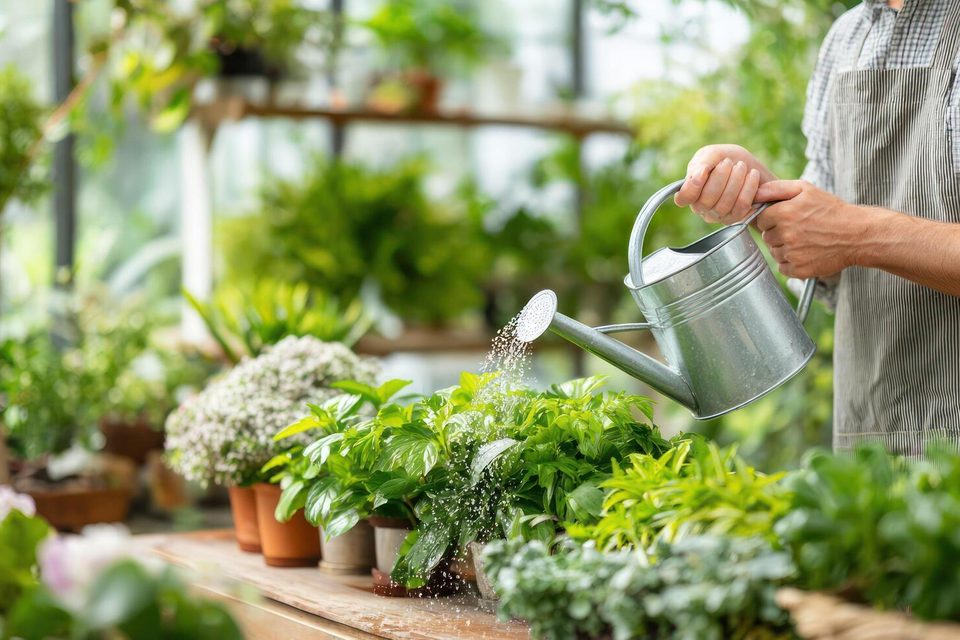 Targeted watering in a greenhouse for healthy plant growth